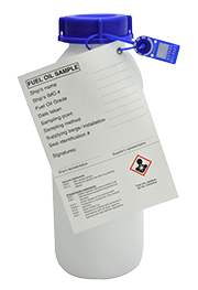 Probenflaschen-System mit Label und Siegel gemäß MARPOL