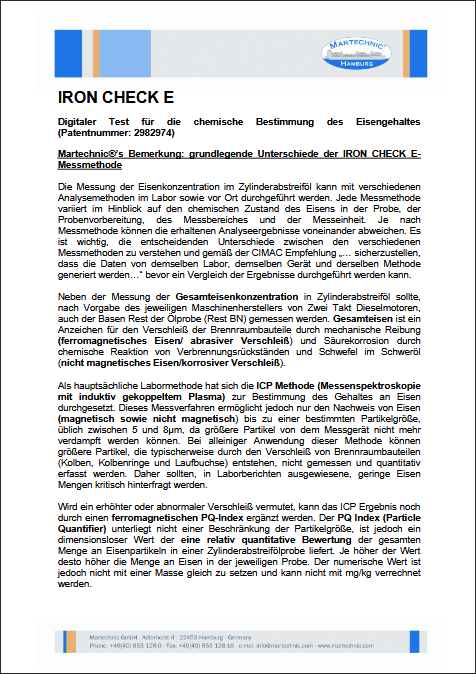 PDF: Martechnic®’s Bemerkung: grundlegende Unterschiede der IRON-CHECK-E-Messmethode PDF: Martechnic®’s Bemerkung: grundlegende Unterschiede der IRON-CHECK-E-Messmethode